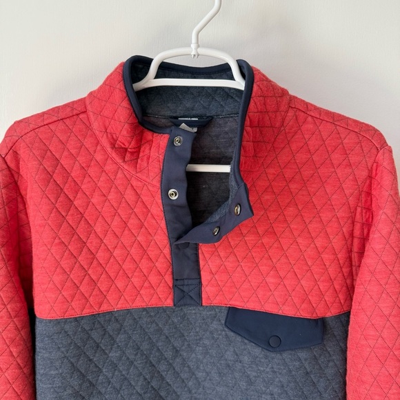 Marine Layer Cut & Sew Corbet Colorblock Pullover in Mood Indigo/Red - Picture 6 of 12
